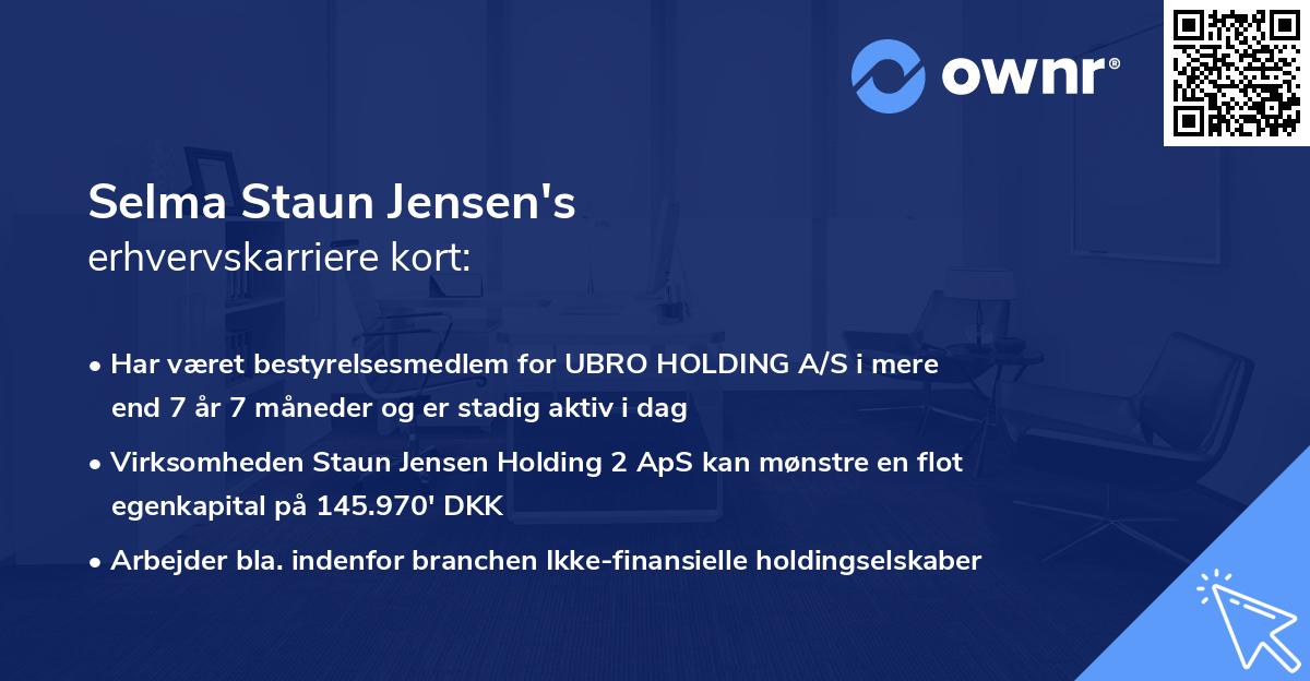 Selma Staun Jensen's erhvervskarriere kort