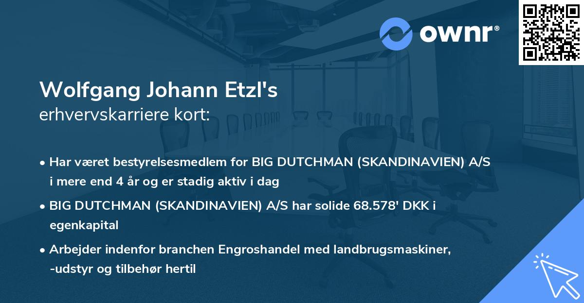 Wolfgang Johann Etzl's erhvervskarriere kort