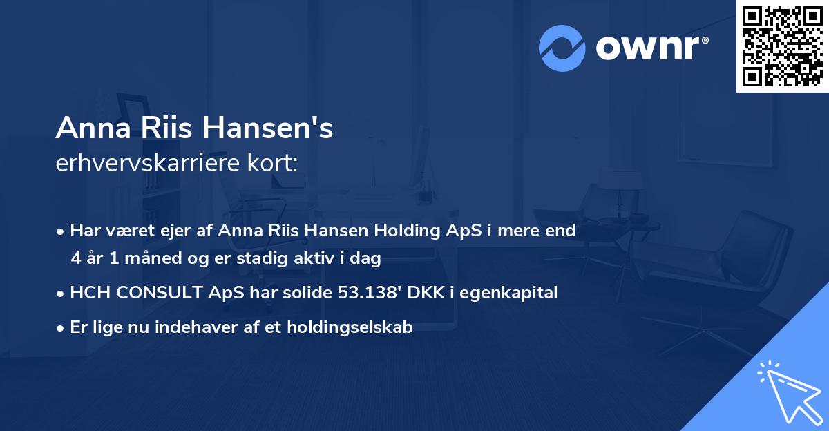 Anna Riis Hansen's erhvervskarriere kort