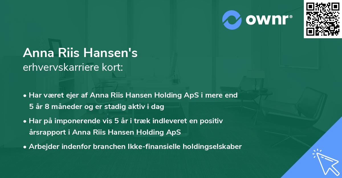 Anna Riis Hansen's erhvervskarriere kort