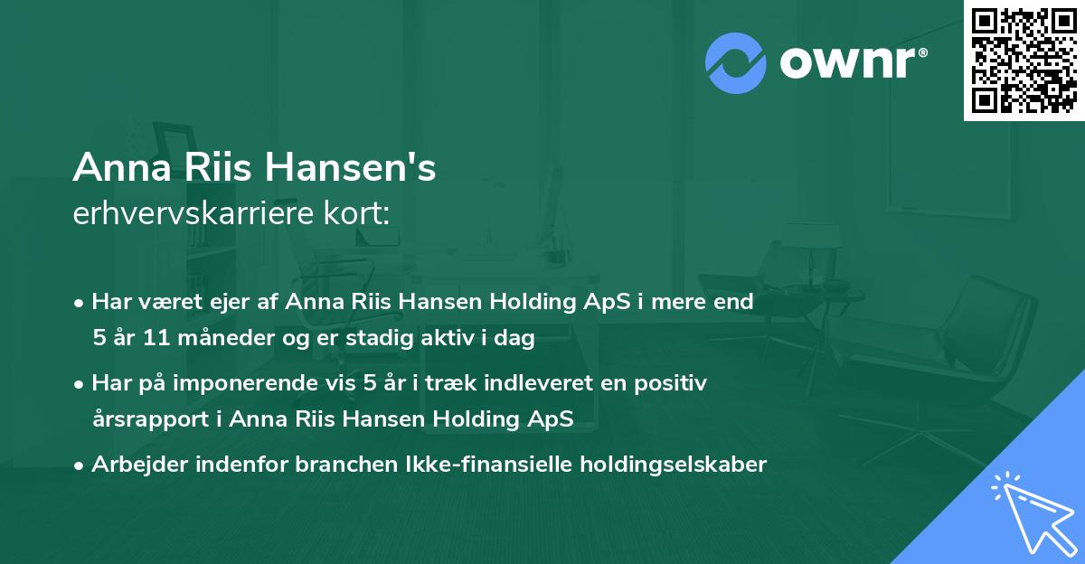 Anna Riis Hansen's erhvervskarriere kort