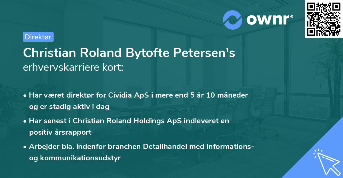 Christian Roland Bytofte Petersen's erhvervskarriere kort