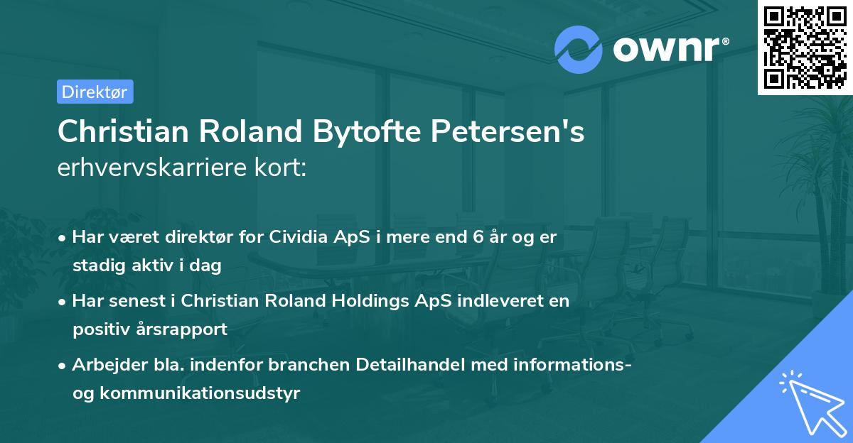 Christian Roland Bytofte Petersen's erhvervskarriere kort