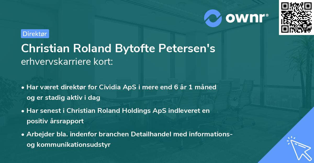 Christian Roland Bytofte Petersen's erhvervskarriere kort