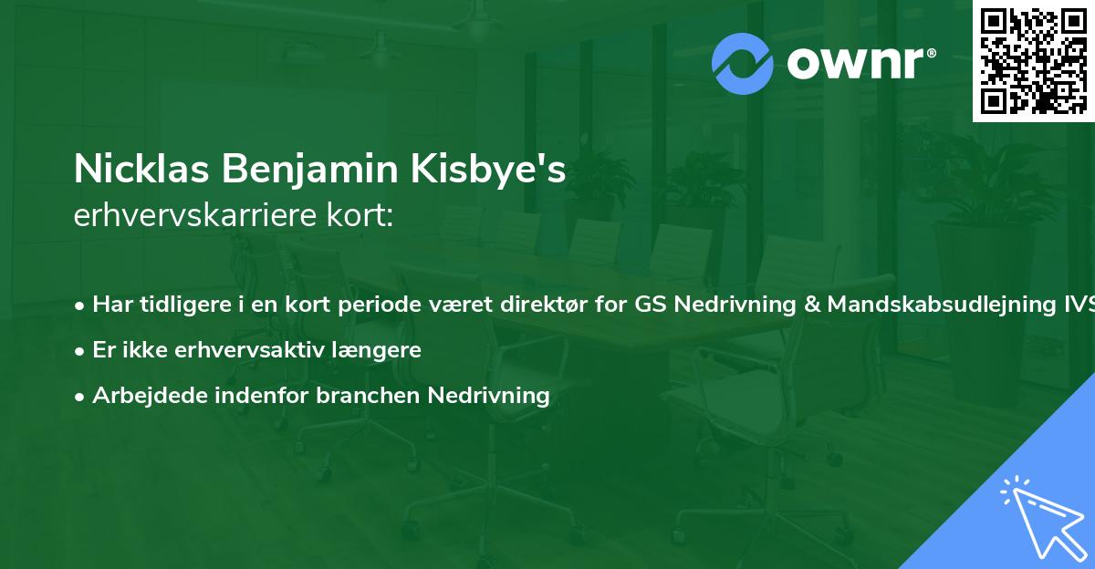 Nicklas Benjamin Kisbye's erhvervskarriere kort