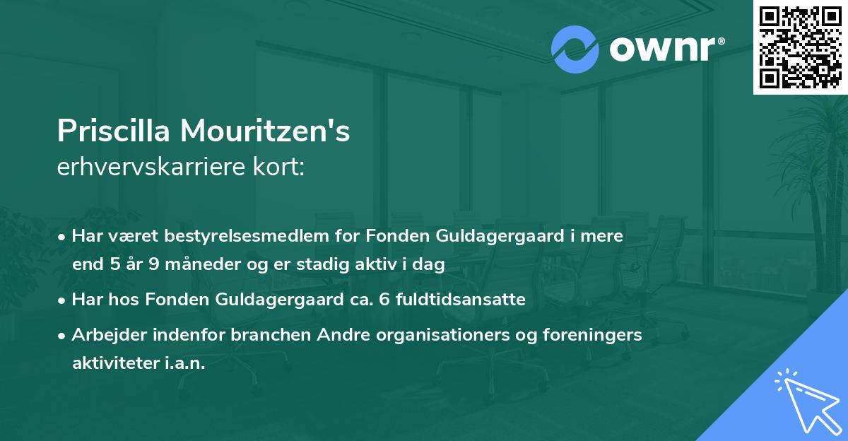 Priscilla Mouritzen's erhvervskarriere kort