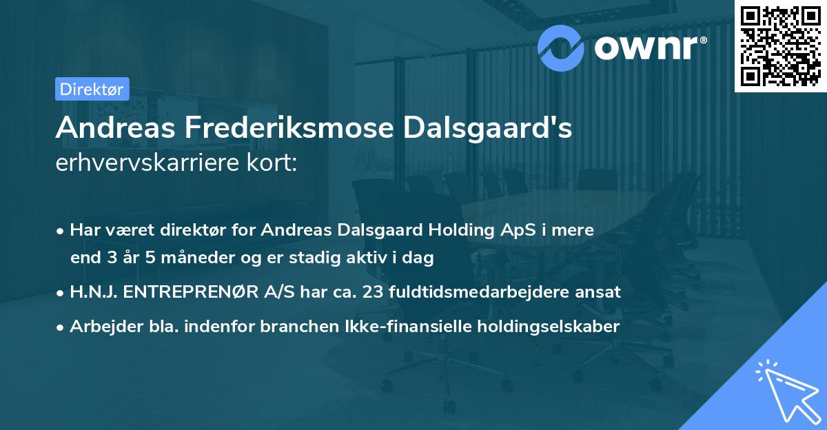 Andreas Frederiksmose Dalsgaard's erhvervskarriere kort