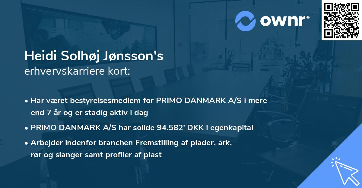 Heidi Solhøj Jønsson's erhvervskarriere kort