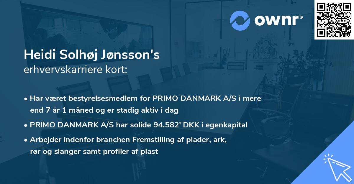 Heidi Solhøj Jønsson's erhvervskarriere kort