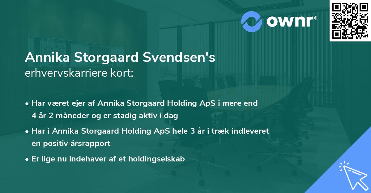 Annika Storgaard Svendsen's erhvervskarriere kort