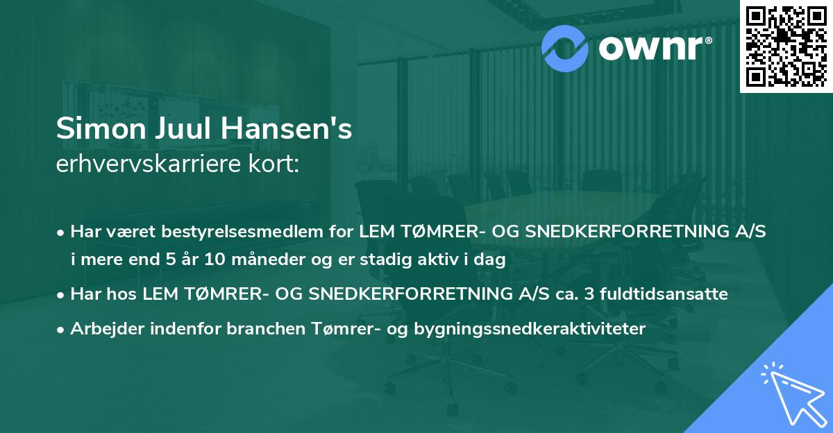 Simon Juul Hansen's erhvervskarriere kort