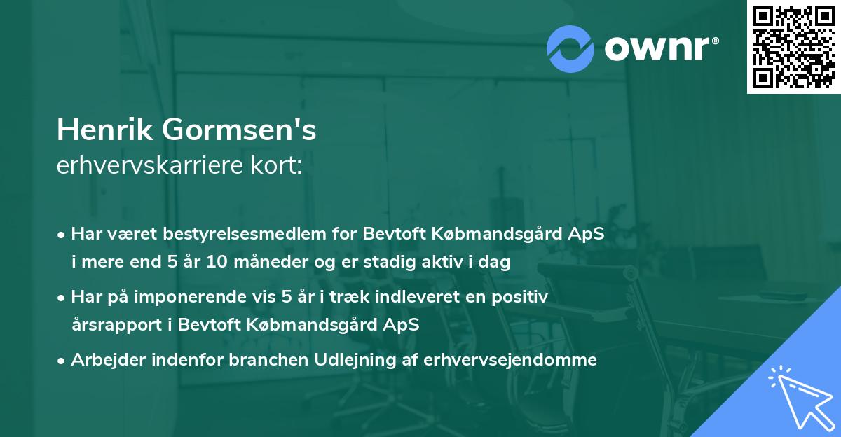 Henrik Gormsen's erhvervskarriere kort