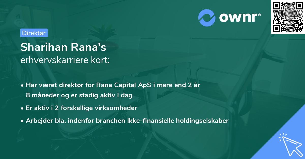 Sharihan Rana's erhvervskarriere kort