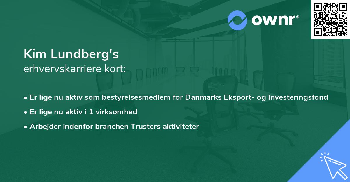 Kim Lundberg's erhvervskarriere kort