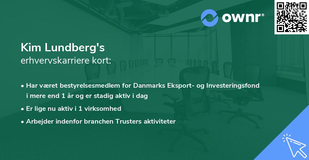 Kim Lundberg's erhvervskarriere kort