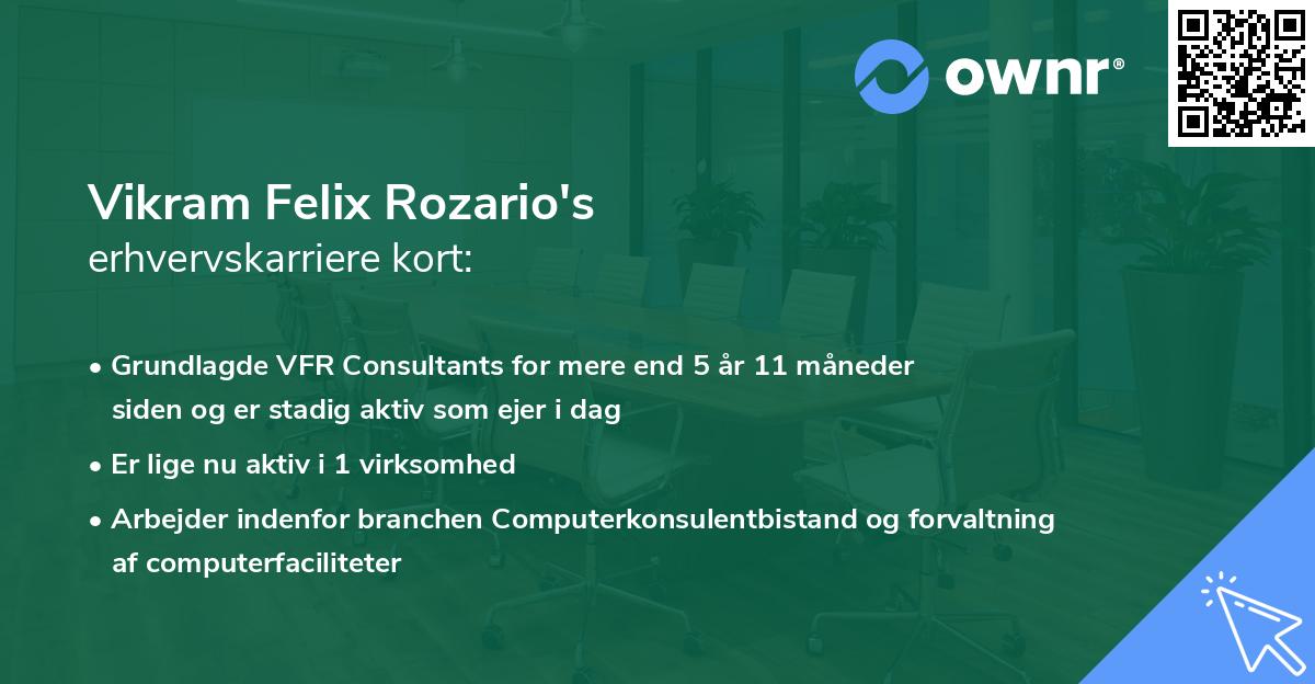 Vikram Felix Rozario's erhvervskarriere kort