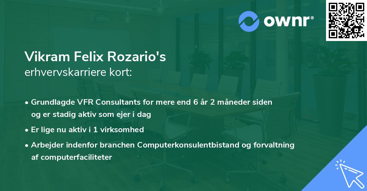 Vikram Felix Rozario's erhvervskarriere kort