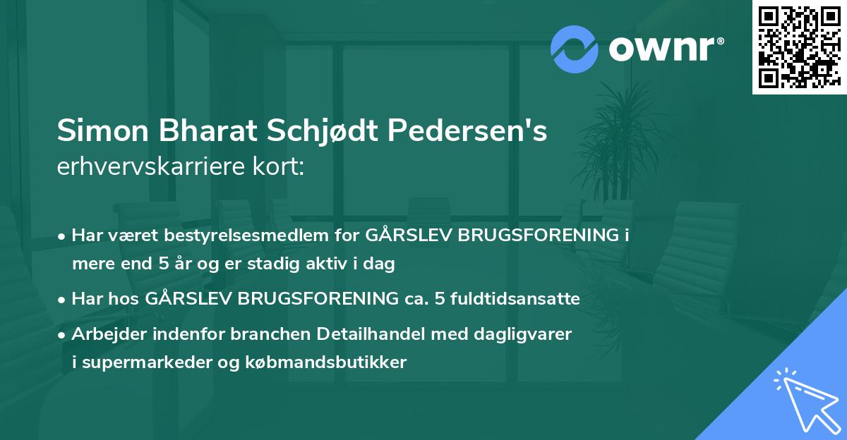 Simon Bharat Schjødt Pedersen's erhvervskarriere kort