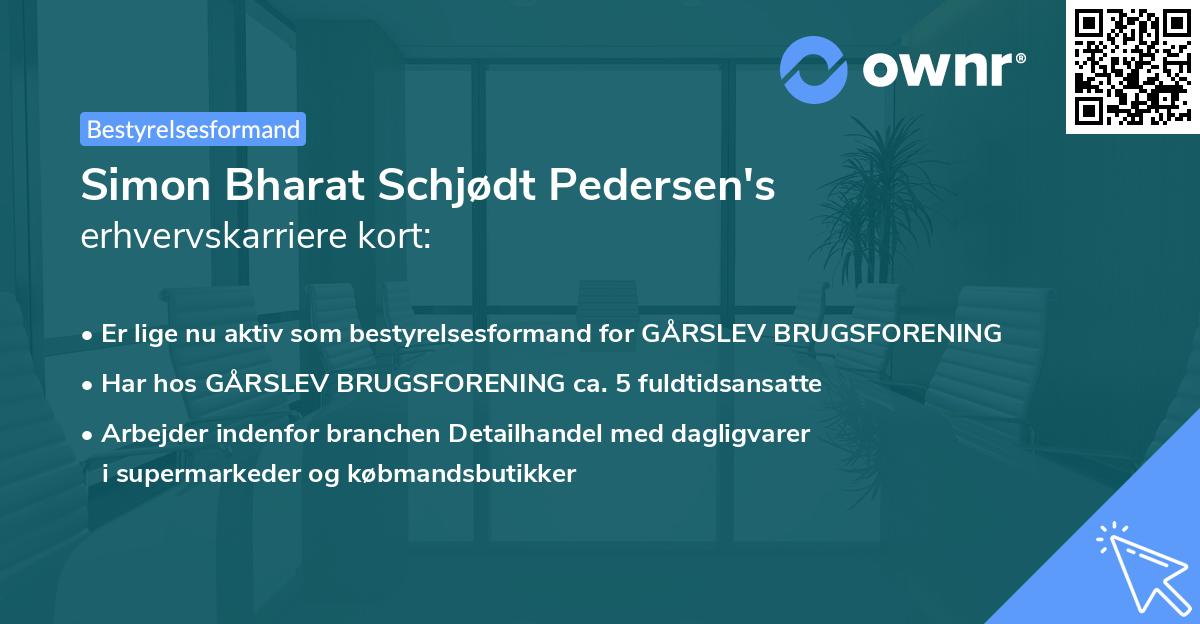 Simon Bharat Schjødt Pedersen's erhvervskarriere kort