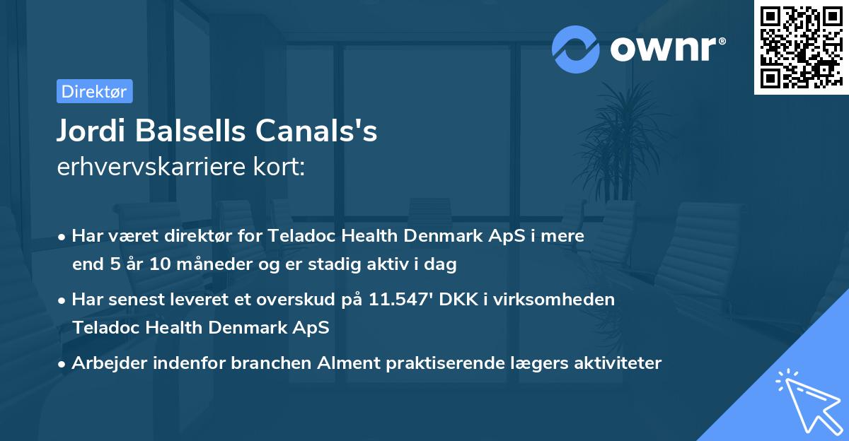 Jordi Balsells Canals's erhvervskarriere kort