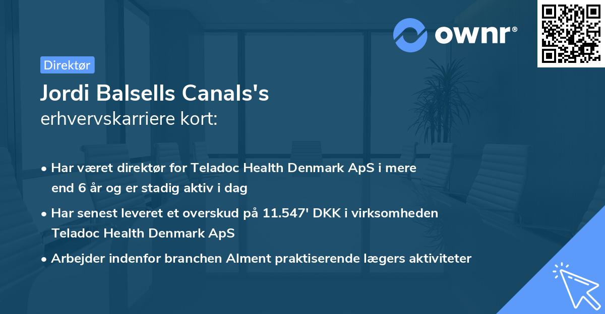 Jordi Balsells Canals's erhvervskarriere kort