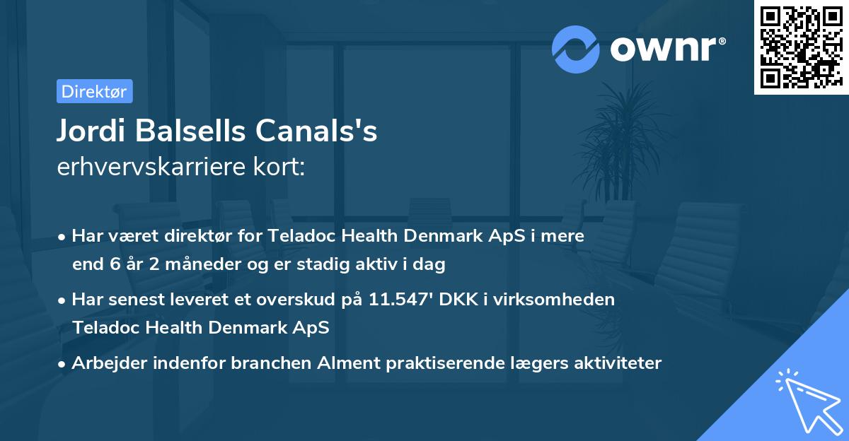 Jordi Balsells Canals's erhvervskarriere kort