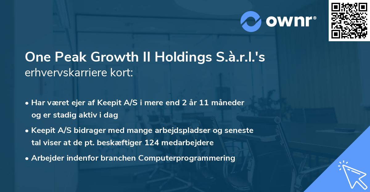 One Peak Growth II Holdings S.à.r.l.'s erhvervskarriere kort