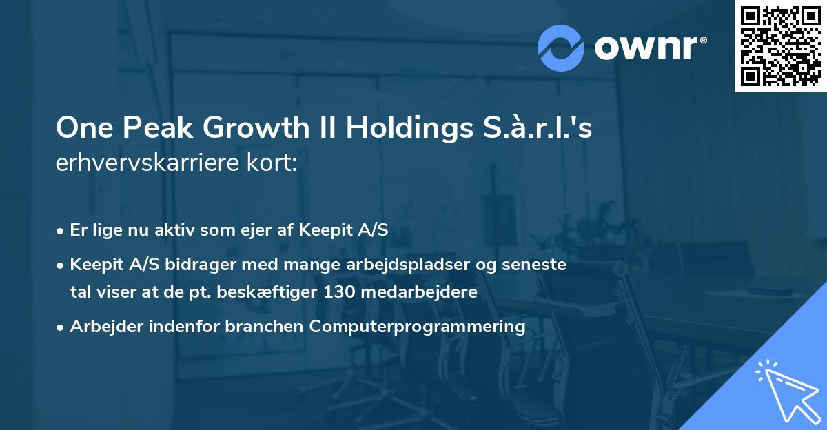 One Peak Growth II Holdings S.à.r.l.'s erhvervskarriere kort