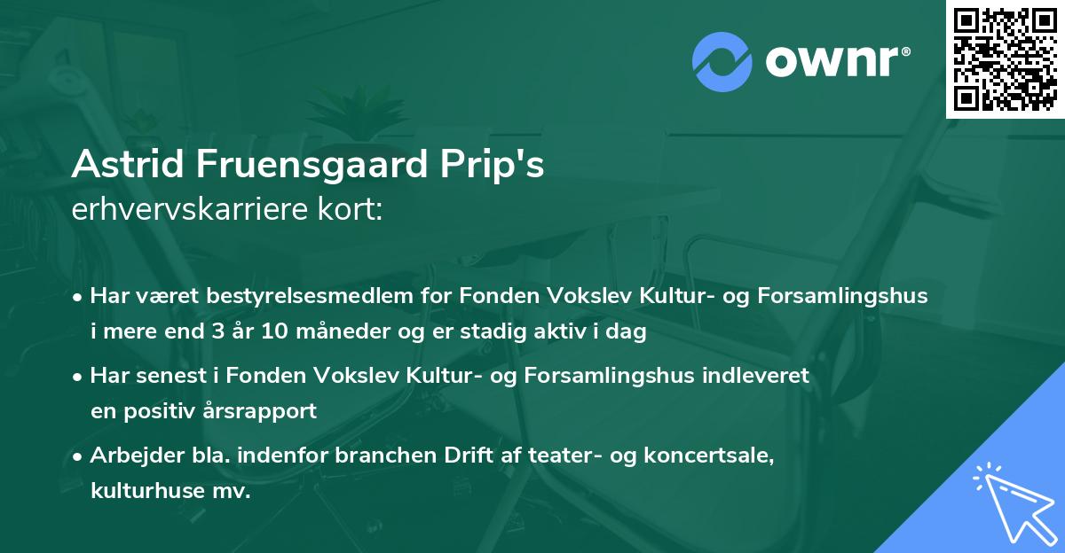 Astrid Fruensgaard Prip's erhvervskarriere kort