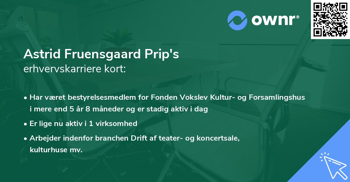 Astrid Fruensgaard Prip's erhvervskarriere kort