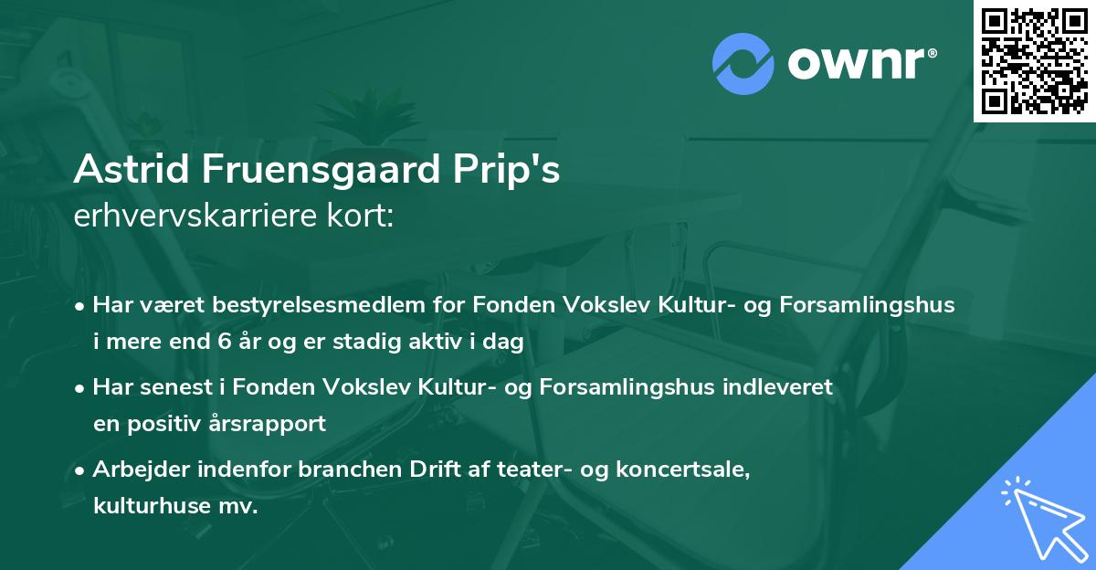 Astrid Fruensgaard Prip's erhvervskarriere kort