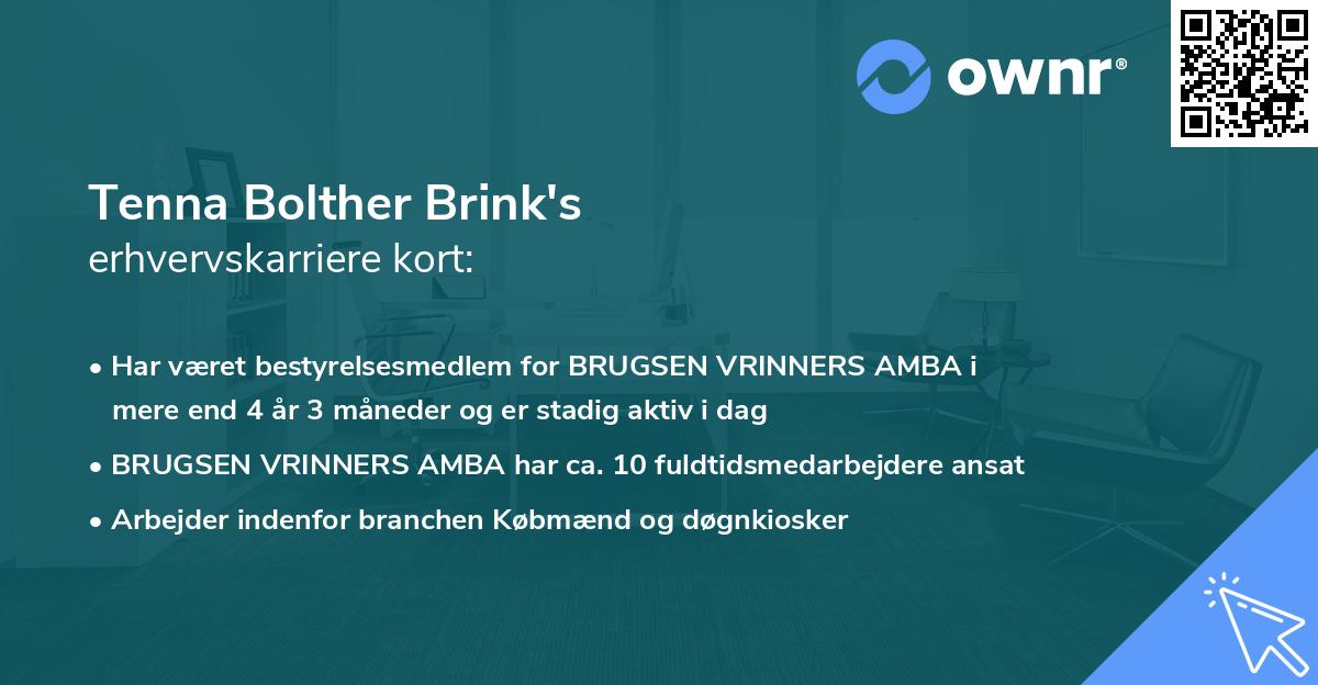 Tenna Bolther Brink's erhvervskarriere kort