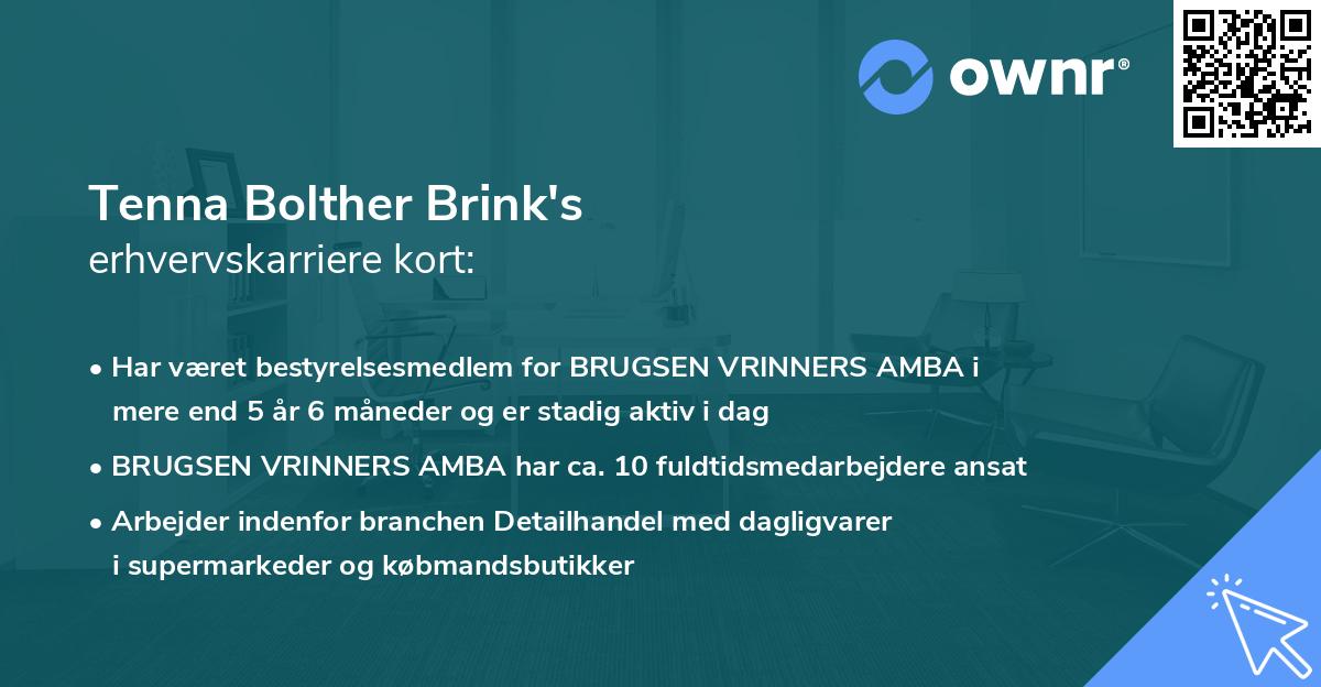 Tenna Bolther Brink's erhvervskarriere kort