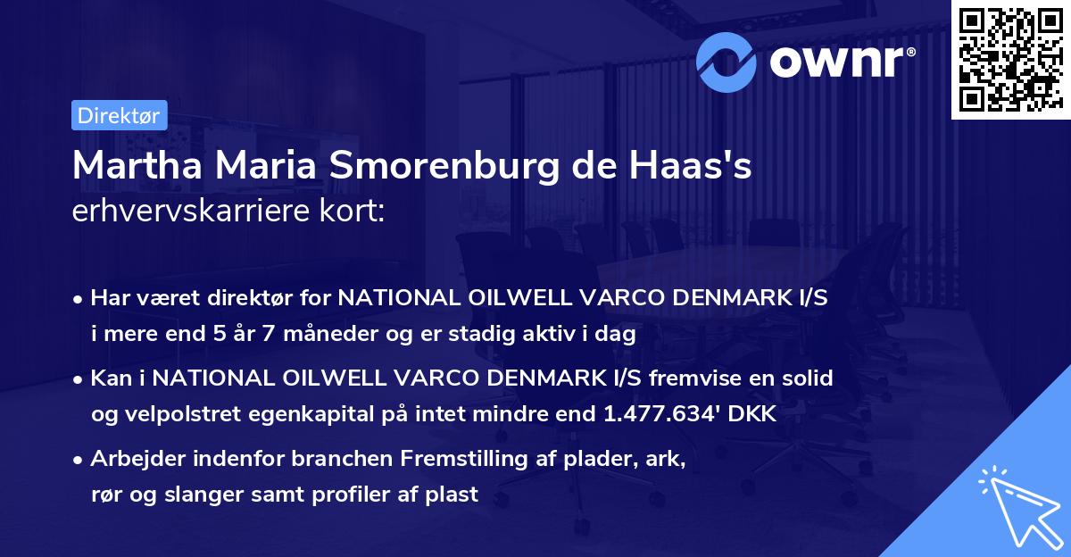 Martha Maria Smorenburg de Haas's erhvervskarriere kort