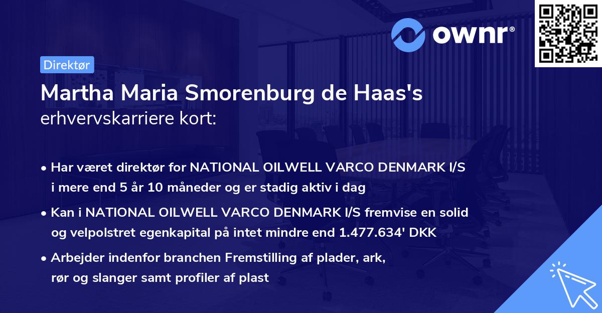 Martha Maria Smorenburg de Haas's erhvervskarriere kort