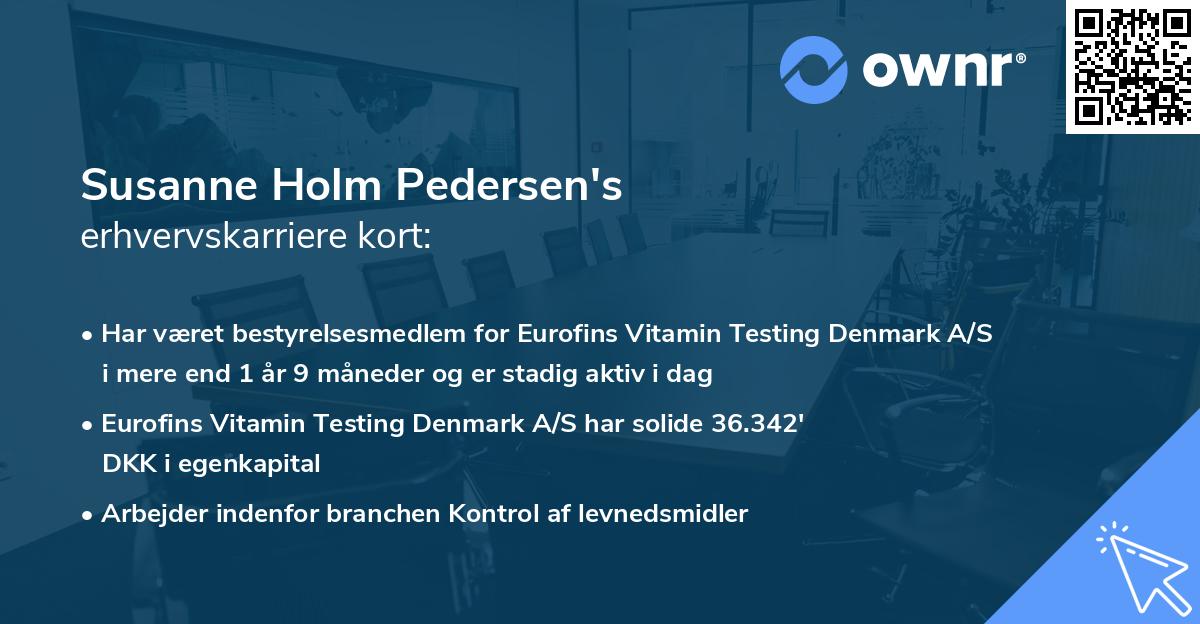 Susanne Holm Pedersen's erhvervskarriere kort