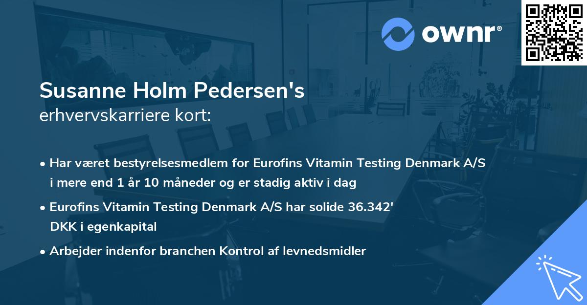 Susanne Holm Pedersen's erhvervskarriere kort