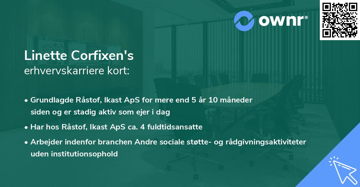 Linette Corfixen's erhvervskarriere kort