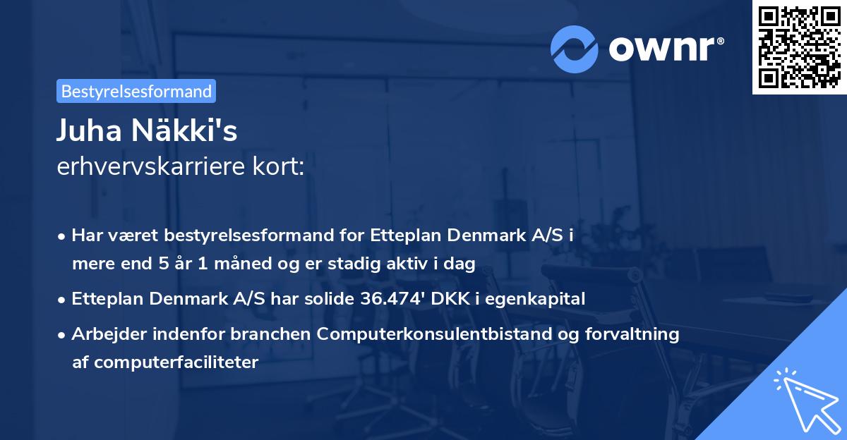 Juha Näkki's erhvervskarriere kort