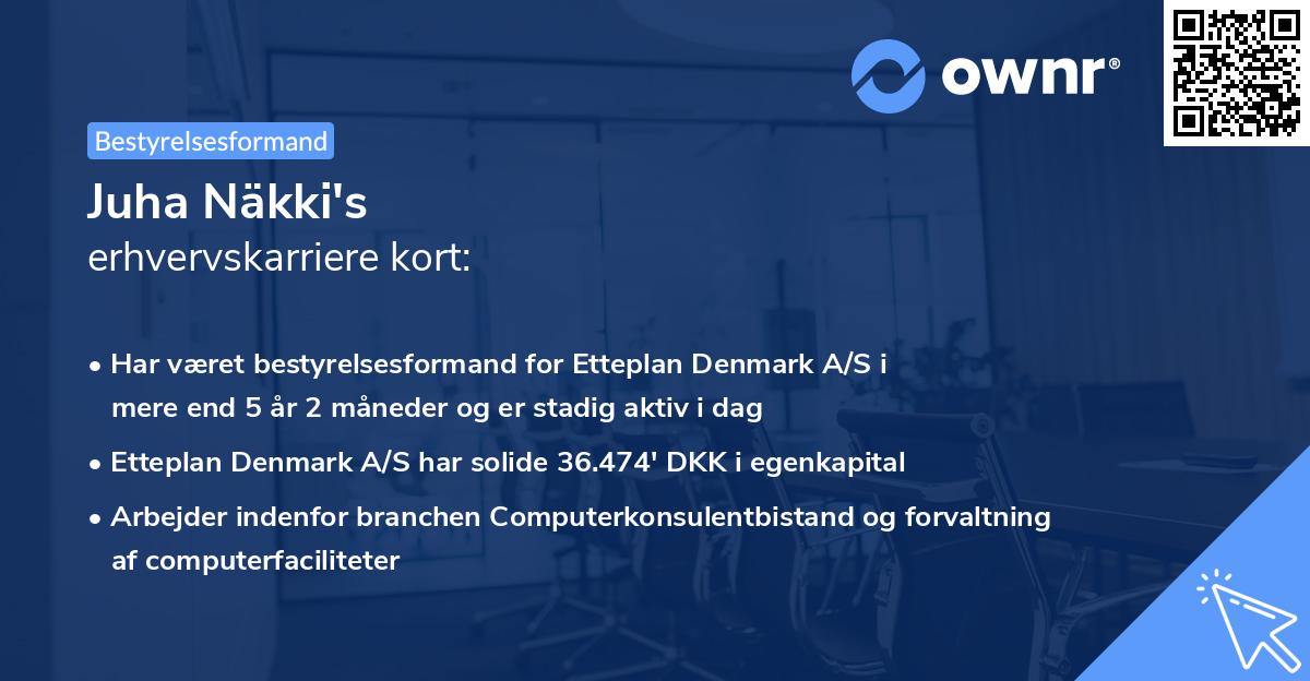 Juha Näkki's erhvervskarriere kort