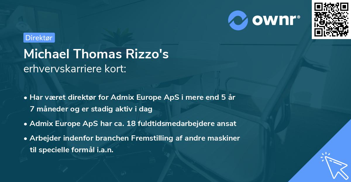 Michael Thomas Rizzo's erhvervskarriere kort