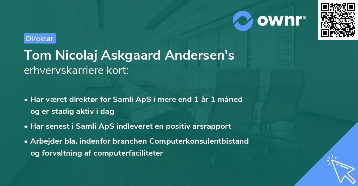 Tom Nicolaj Askgaard Andersen's erhvervskarriere kort