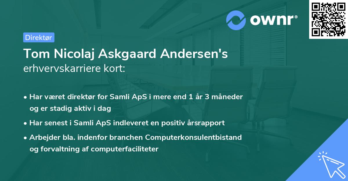Tom Nicolaj Askgaard Andersen's erhvervskarriere kort