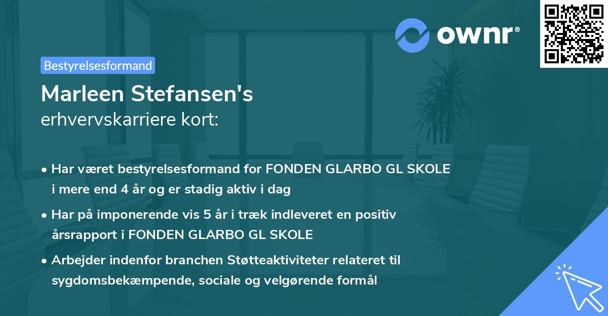 Marleen Stefansen's erhvervskarriere kort