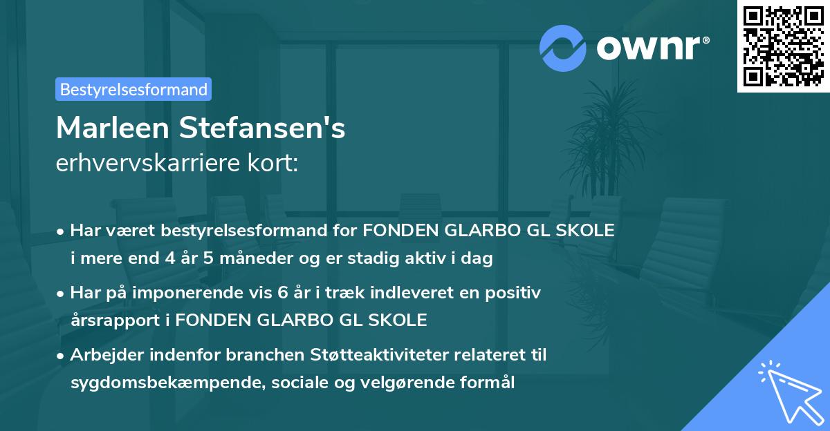 Marleen Stefansen's erhvervskarriere kort