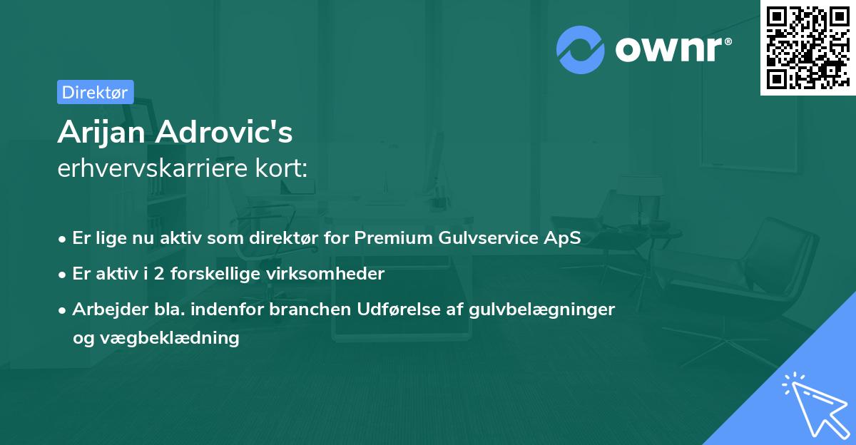 Arijan Adrovic's erhvervskarriere kort