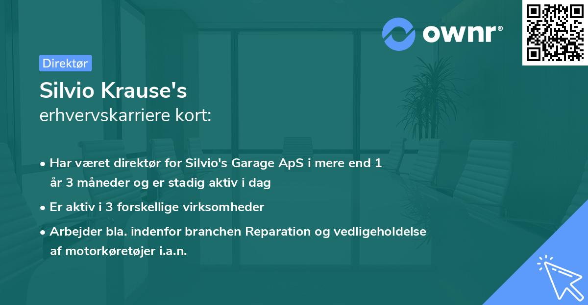 Silvio Krause's erhvervskarriere kort