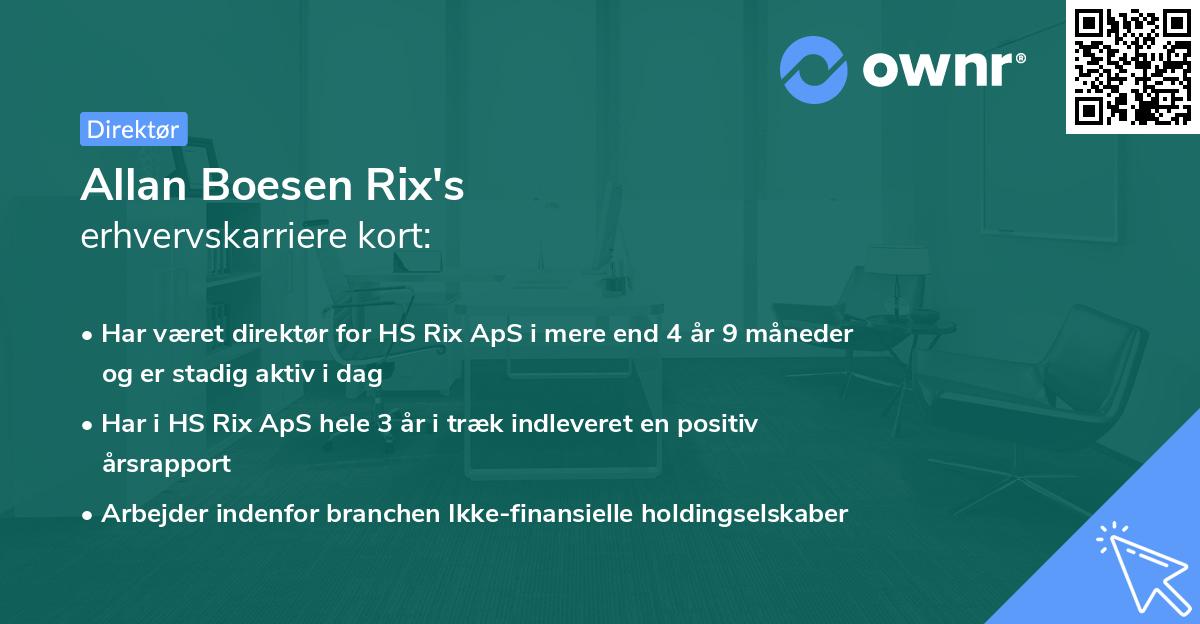 Allan Boesen Rix's erhvervskarriere kort