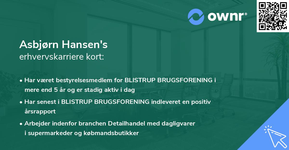 Asbjørn Hansen's erhvervskarriere kort