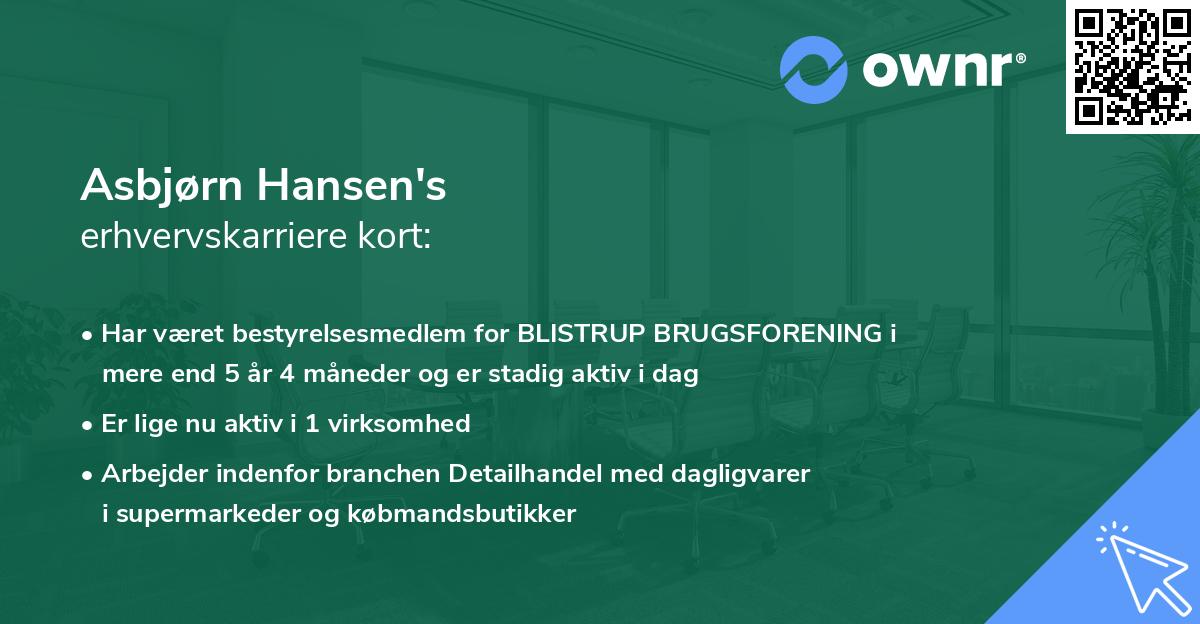 Asbjørn Hansen's erhvervskarriere kort